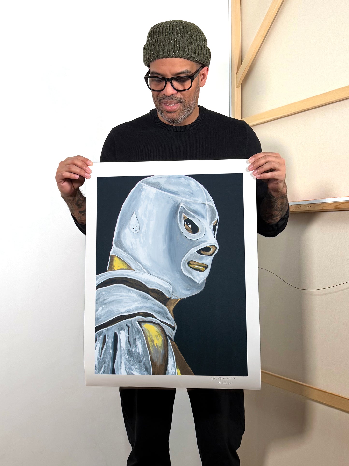 El Santo - Hand-Signed & Stamped by VHM (18x24) Print