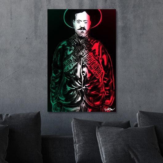 Pancho Villa Canvas Art Print (Mexican Flag Edition)